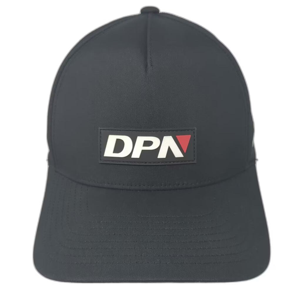 Premier Black Trucker Hat OS DPN Logo Perforated Flag Snapback Adjustable